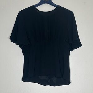 Versona Elegant Black Flutter Sleeve Blouse